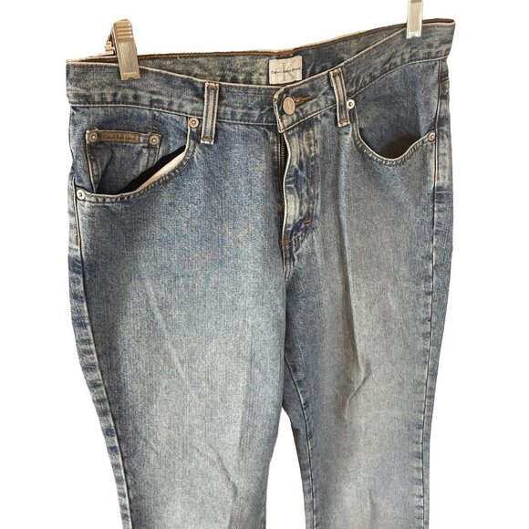 VINTAGE 90s Y2K Calvin Klein High Waist Mom Bootcut Sandblast Jeans Sz 8 - Picture 3 of 12
